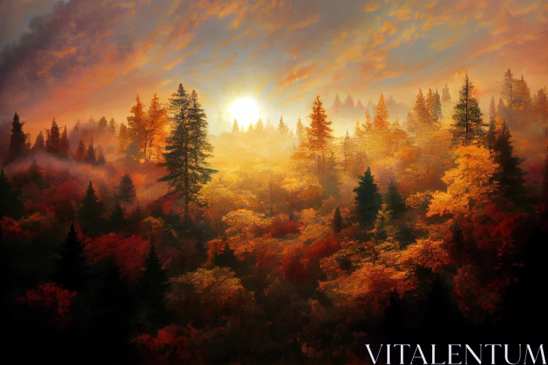Vibrant Autumn Forest - Realistic Fantasy Artwork AI Image
