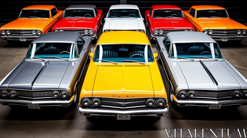 Vintage Classic Cars from the 1960s in Garage AI Image