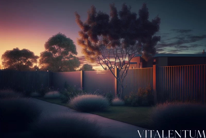 Captivating Garden at Sunset | Realistic and Detailed Rendering AI Image