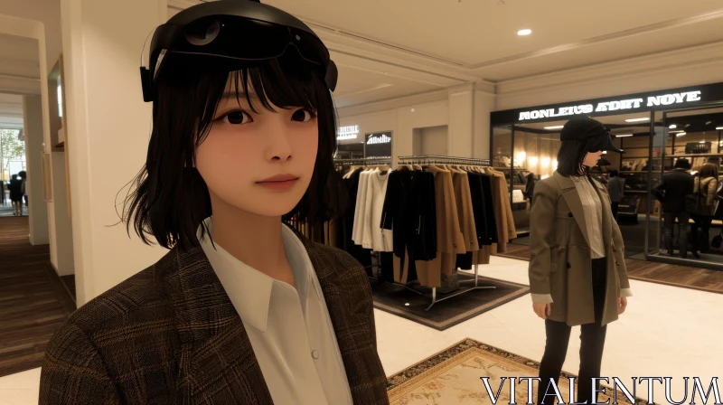 AI ART Discover the Virtual Fitting Room Experience with a Young Woman