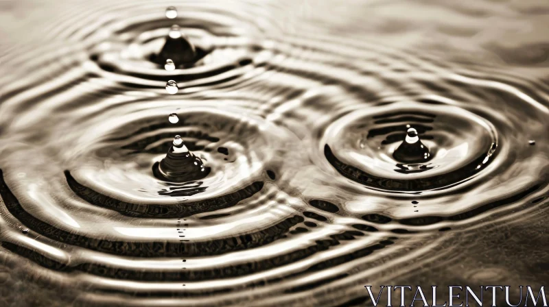 Graceful Water Drops: A Captivating Black and White Photograph AI Image