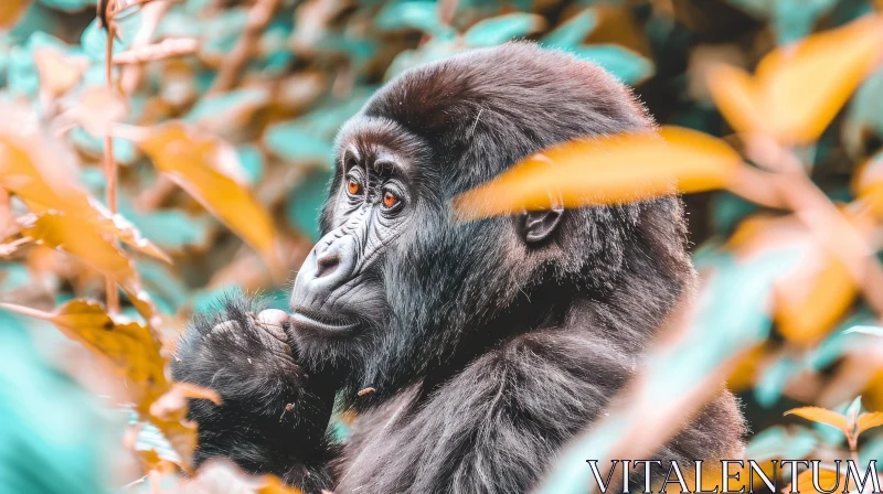 AI ART Majestic Mountain Gorilla Portrait in Jungle Habitat