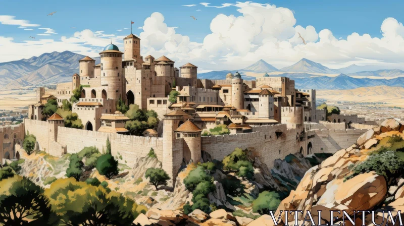 Medieval Castle Digital Painting - Realistic Style AI Image