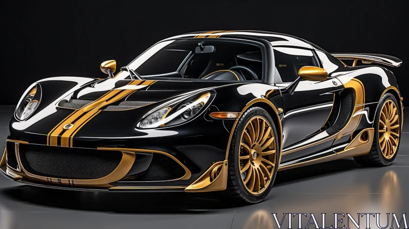 Sleek Black and Gold Lotus Evora GT430 Sports Car AI Image