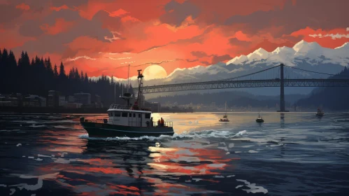 Tranquil Harbor Sunset Painting