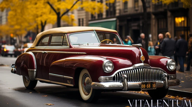 Urban Vintage: Classic 1940s Buick Roadmaster in City Street AI Image