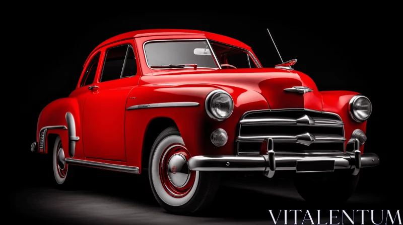 Vintage Red Car in Smooth and Polished Style AI Image