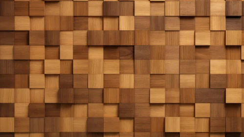 Wooden Cube Wall 3D Render - Depth and Texture