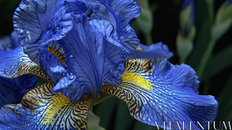 Blue Iris Flower Close-Up: Stunning Beauty in Sunlight AI Image