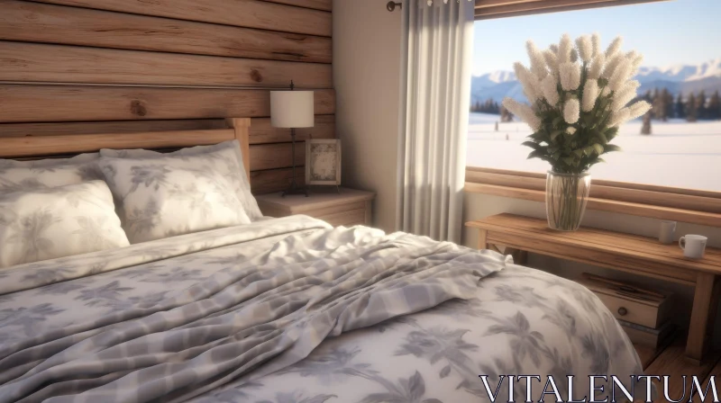 AI ART Cozy Bedroom Decor in Rustic Style