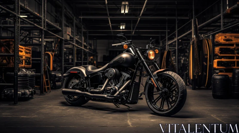 Dark Warehouse Harley-Davidson Motorcycle AI Image
