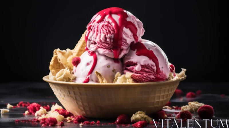 AI ART Delicious Strawberry Ice Cream Dessert