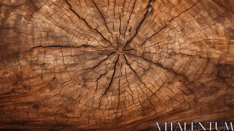 Detailed Tree Trunk Cross-Section with Annual Rings AI Image