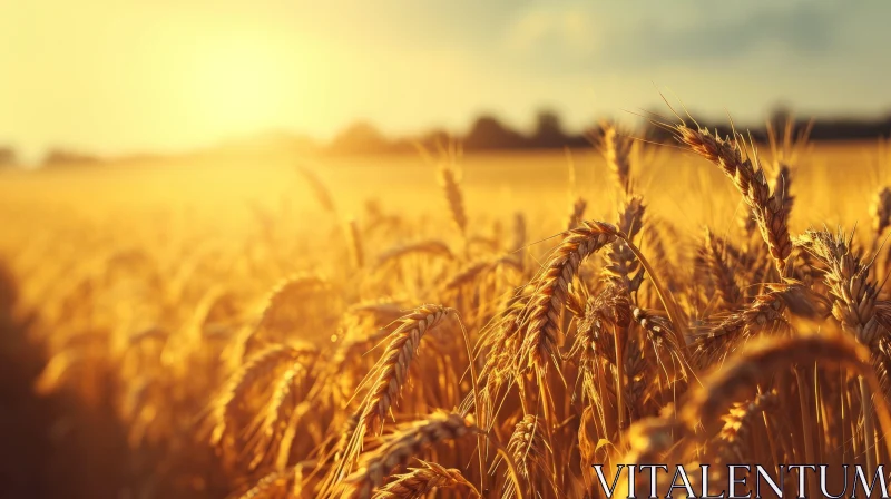 Golden Sunset: Captivating Wheat Field Landscape AI Image