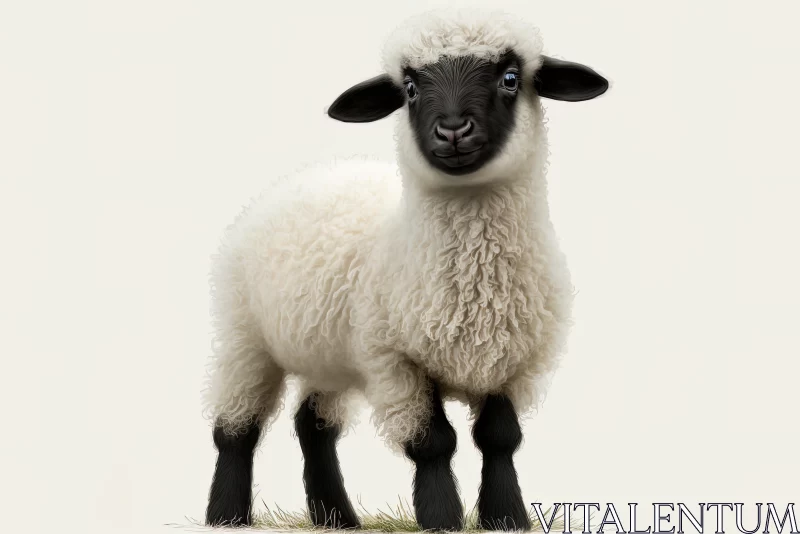 Precise Art: Realistic Sheep Standing in Grass | National Geographic Style AI Image