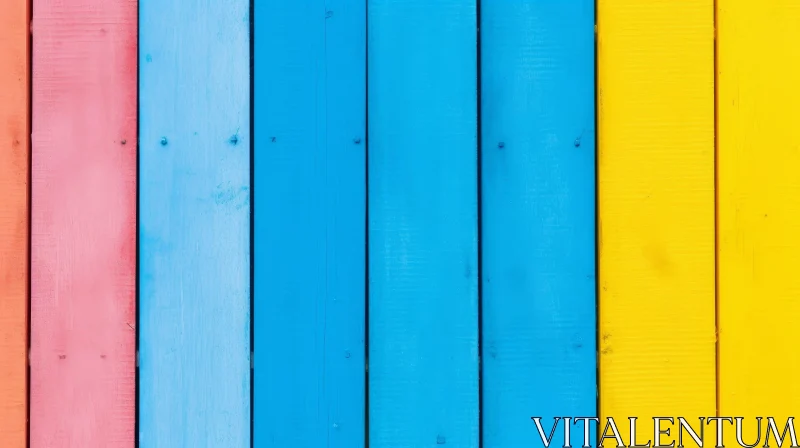 AI ART Colorful Wooden Fence Close-Up