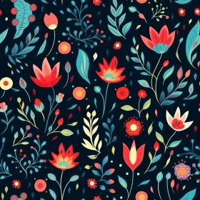 Dark Blue Floral Pattern - Seamless Design Element
