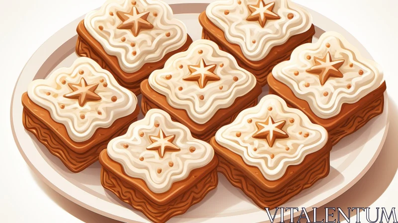 AI ART Delicious Gingerbread Cake with Icing - Food Photography