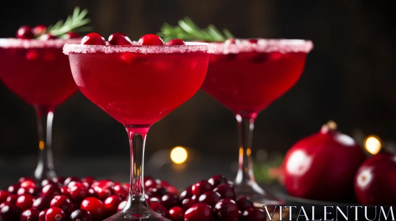 Festive Cranberry Cocktail with Rosemary Garnish AI Image