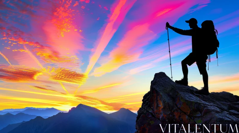 Mountain Climber at Sunrise AI Image