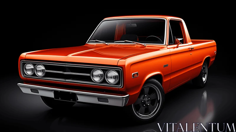 Orange Pickup Truck: Realistic and Hyper-Detailed Renderings AI Image