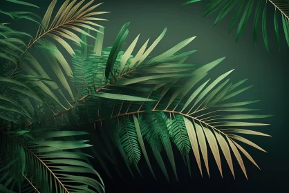 Tropical Palm Leaves on Dark Background | Realistic Hyper-Detailed Renderings