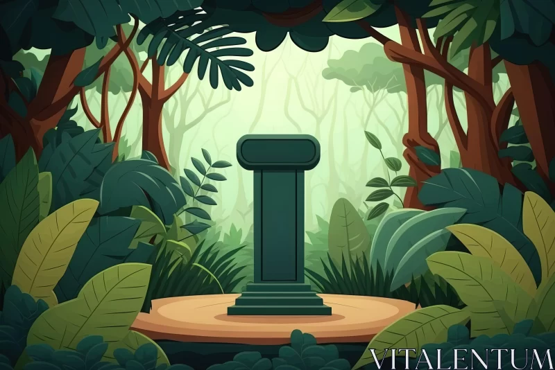 Cartoon Monument in the Forest | Detailed Foliage | Architectural Elements AI Image