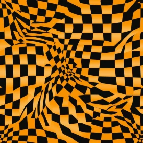 Distorted Black and Orange Checkered Pattern for Backgrounds