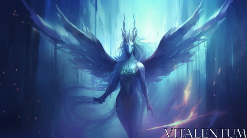 Enchanting Fantasy Woman in Dark Forest