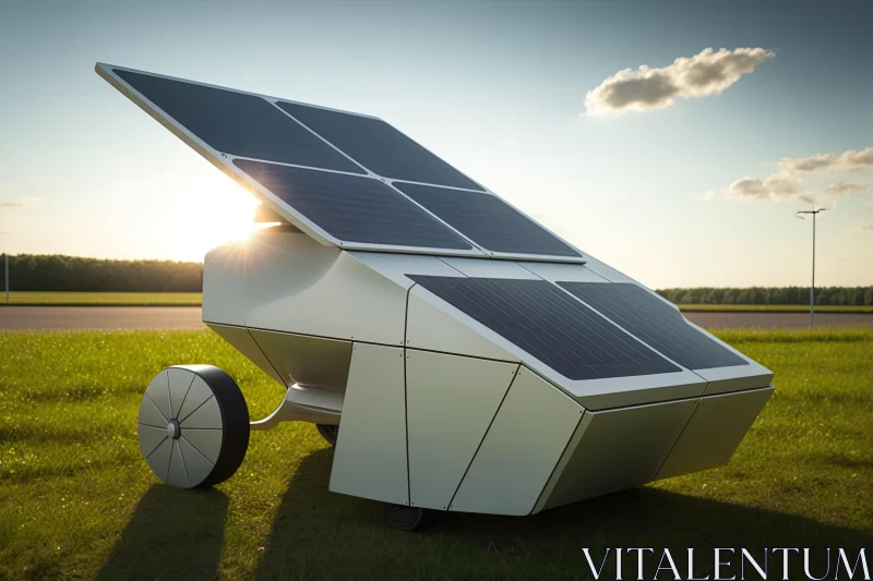 Futuristic Solar-Powered Car in a Field: An Industrial Design Marvel