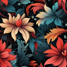 Intricate Floral Pattern on Dark Blue Background