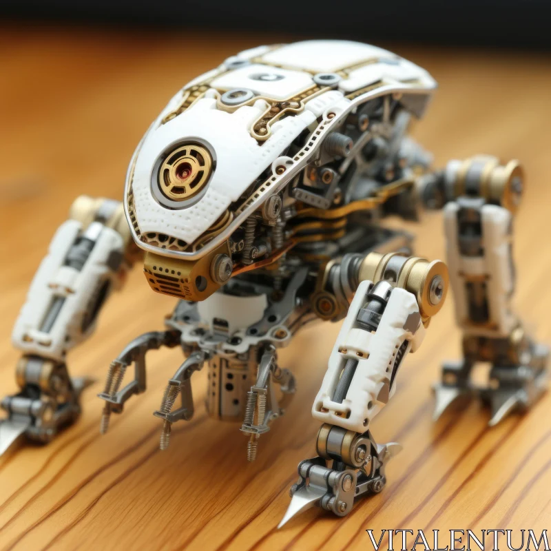 Manticore-style Robot: A Technological Marvel in White and Bronze AI Image