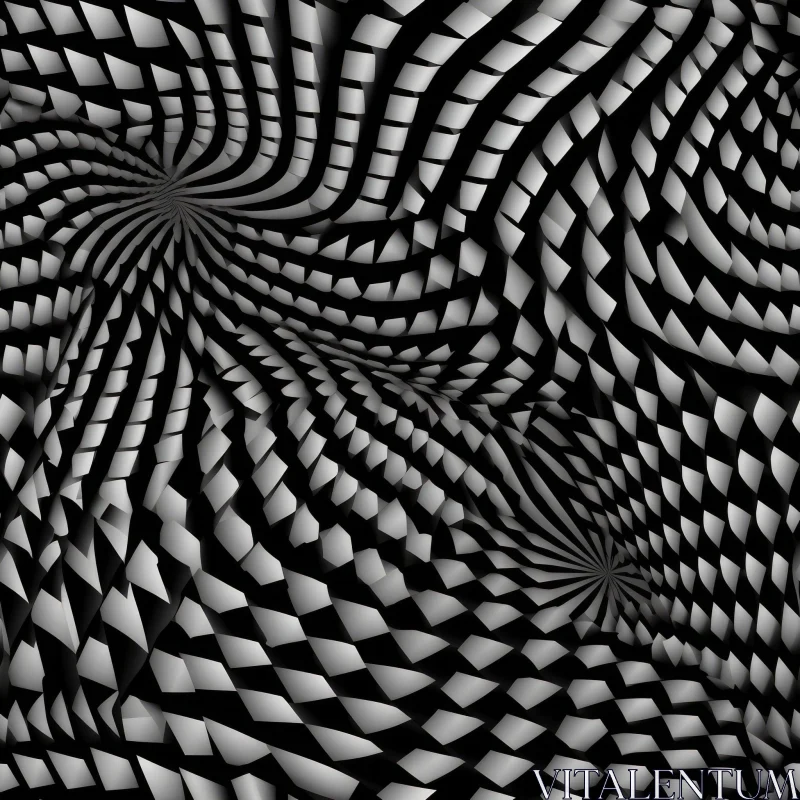 AI ART Mesmerizing Black and White Geometric Pattern