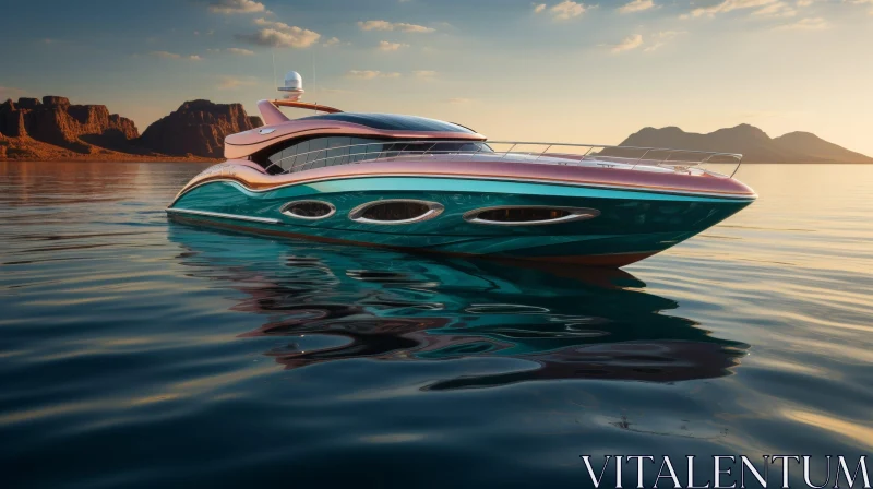 Sleek Modern Yacht in Calm Sea AI Image