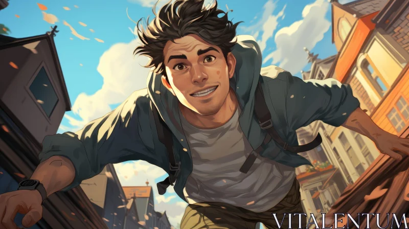 Young Man Portrait in Cityscape
