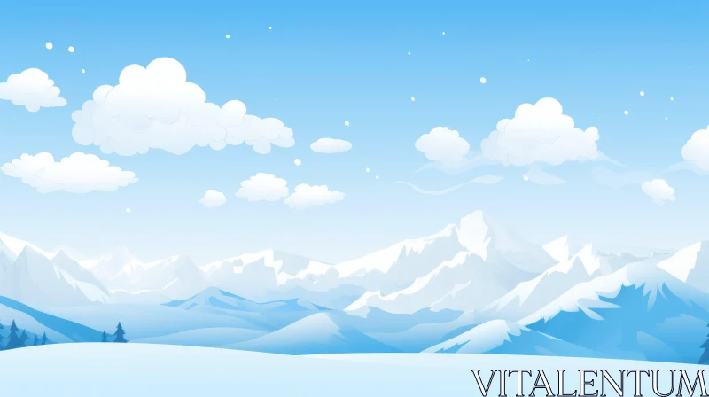 Charming Cartoon Winter Landscape AI Image