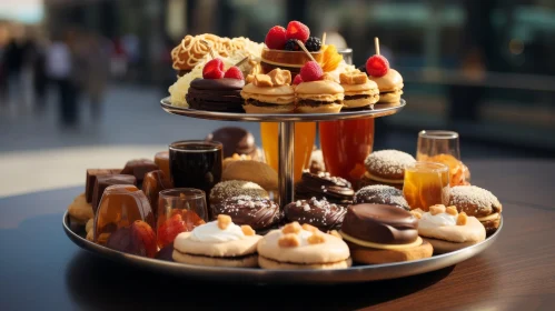 Delicious Desserts and Drinks on Silver Tray