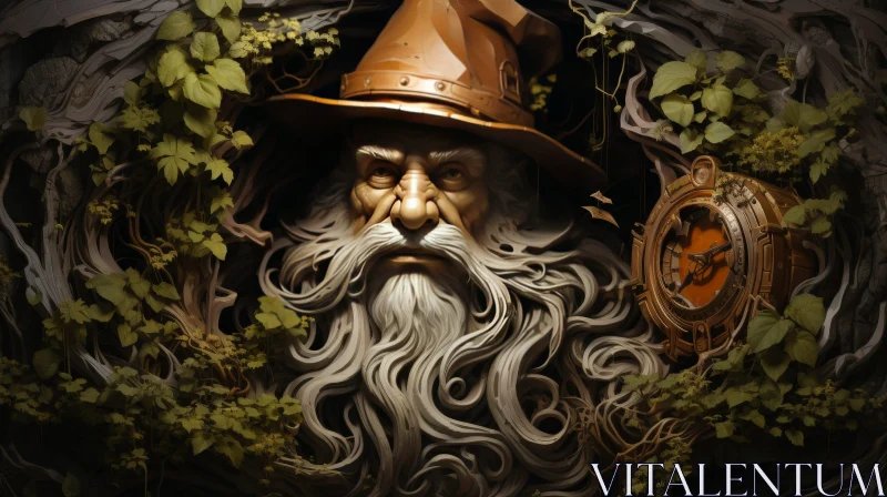 Enchanting Wizard Portrait in Dark Forest AI Image