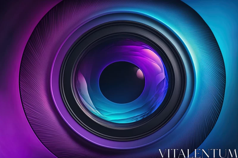 Vibrant Camera Lens Artwork with Surrealistic Design AI Image