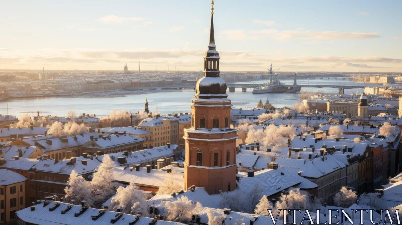 AI ART Winter Cityscape of Stockholm, Sweden