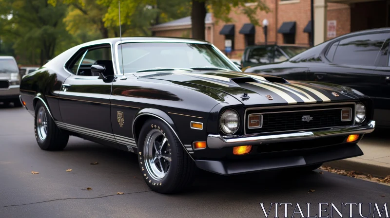 1970 Ford Mustang Mach 1 Close-Up on Street AI Image