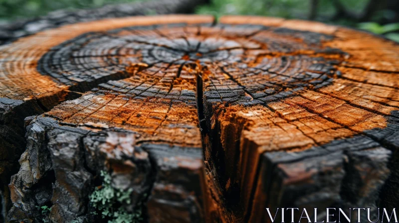 Ancient Tree Stump | Weathered Wood | Moss | Close-up Nature Photography AI Image