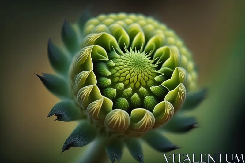 Captivating Green Flower with Distorted Petals | Highly Detailed Illustration AI Image