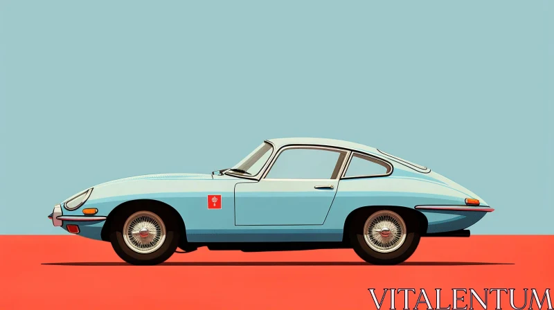 Classic E-type Jaguar Car Illustration AI Image