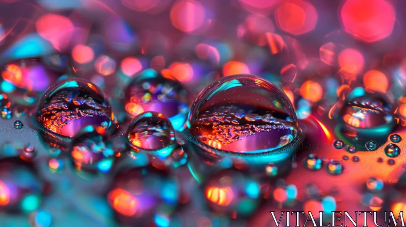 Close-Up Macro Photo of Water Droplets Reflecting Light AI Image