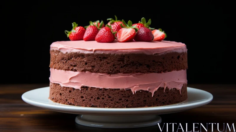 Delicious Chocolate Cake with Strawberry Frosting AI Image