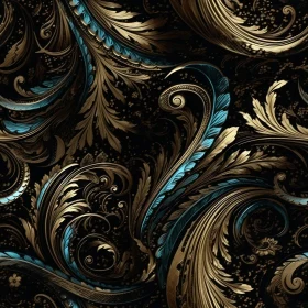 Elegant Black, Gold, and Blue Seamless Pattern