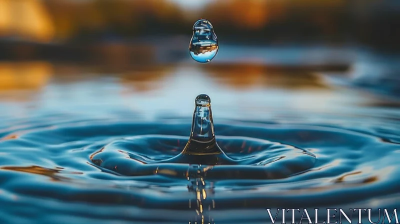 Graceful Water Drop in Nature - A Captivating Close-Up AI Image