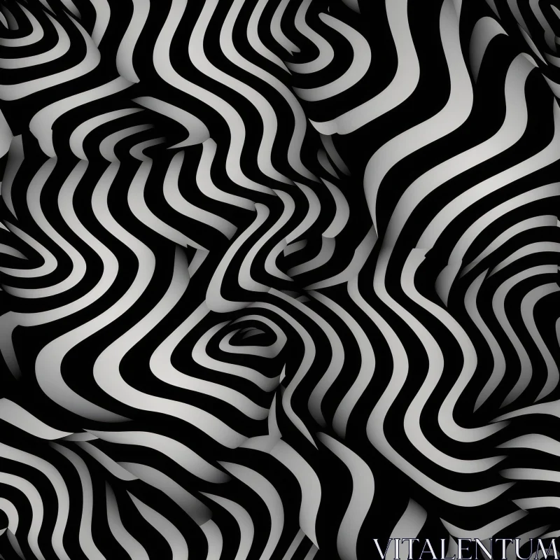 Monochrome 3D Abstract Stripes Art AI Image