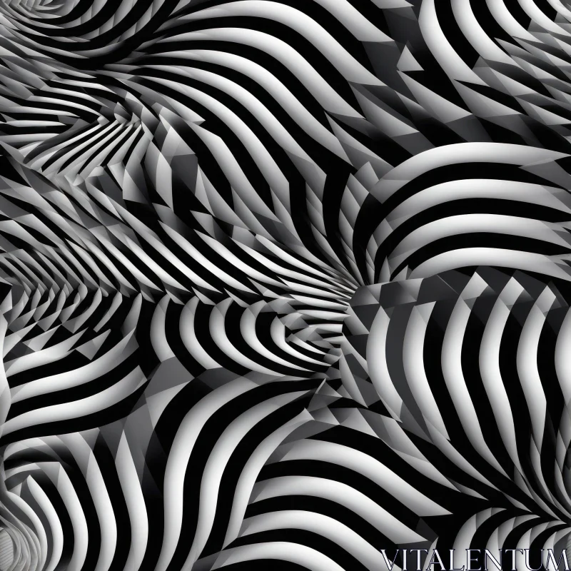 Monochrome Striped Optical Illusion Pattern AI Image